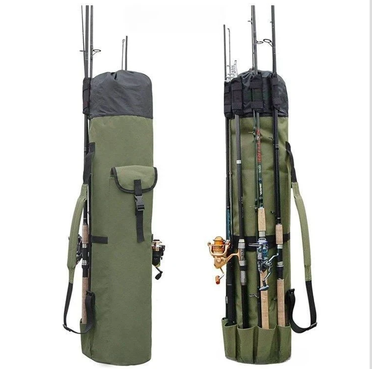 Outdoor Foldable Cylindrical Fishing Rod Drawstring Bucket Simple Handheld Oxford Cloth Large Capacity Single Shoulder_voghion.com