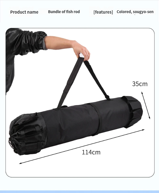 Outdoor Foldable Cylindrical Fishing Rod Drawstring Bucket Simple Handheld Oxford Cloth Large Capacity Single Shoulder_voghion.com