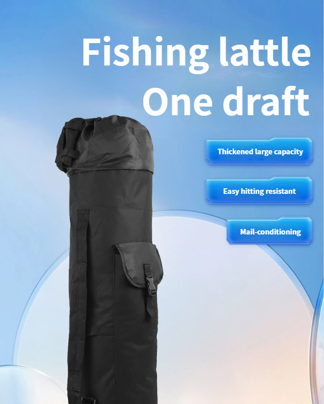 Outdoor Foldable Cylindrical Fishing Rod Drawstring Bucket Simple Handheld Oxford Cloth Large Capacity Single Shoulder_voghion.com