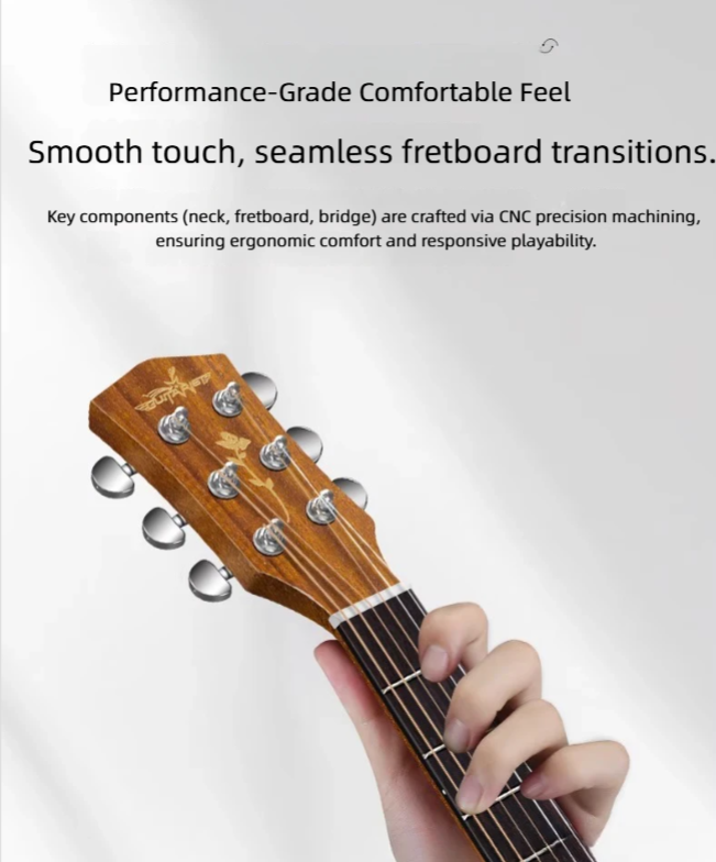 Beginner Acoustic Guitar: 40/41 Inch Solid Top, Ideal For Male & Female Student Players_desvips.com