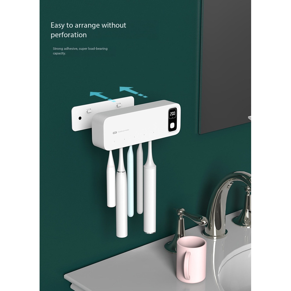 Zahnbürstensterilisator mit UV-Desinfektionsbox, automatischer Trocknung, elektrischem Badezimmer-Aufbewahrungsregal zur Wandmontage (Nein)_voghion.com