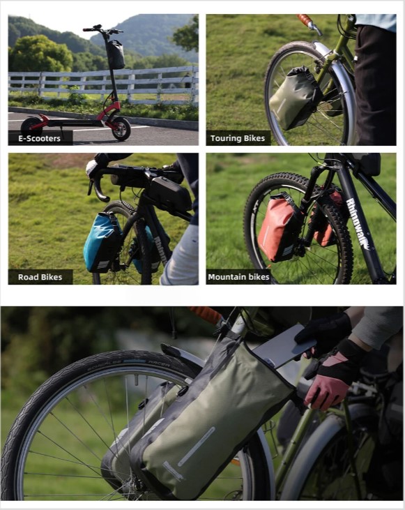 Sacoche de fourche à fixation rapide Rhinowalk pour vélo, 2 pièces, étanche, 4L/6L, compatible avec vélo, scooter électrique et autres véhicules._voghion.com