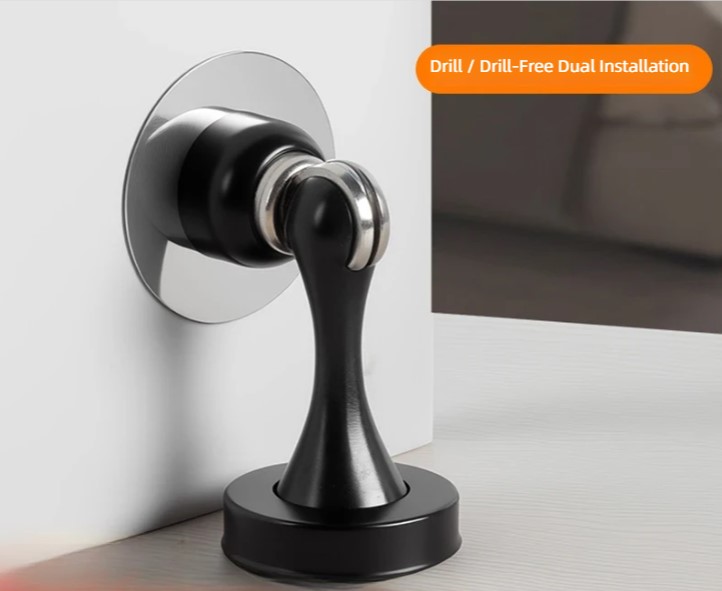 304 Stainless Steel Magnetic Door Stopper, Anti-Collision Door Holder, Drill-Free & Drill Dual-Use Door Stop_voghion.com