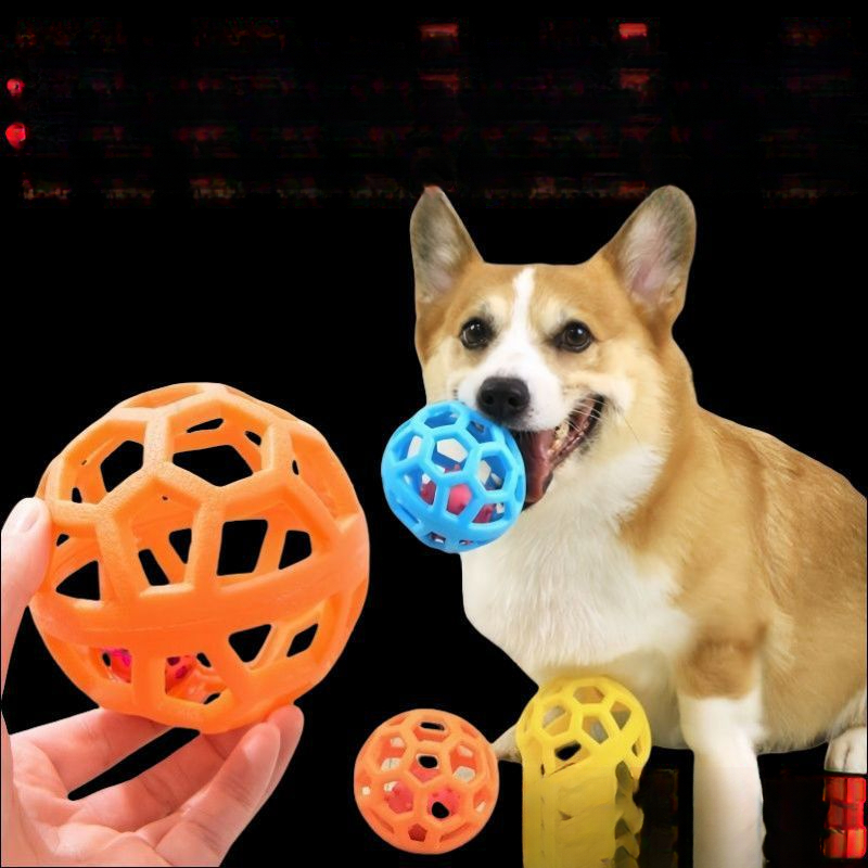 Pet Bell Durable TPR Geometric Hollow Ball Dog Toy For Boredom Relief And Teeth Grinding_voghion.com