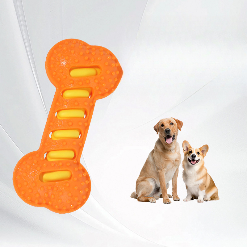 TPR Durable Interactive Training Puppy Toy Chew Bone Dog Boredom Reliever_voghion.com