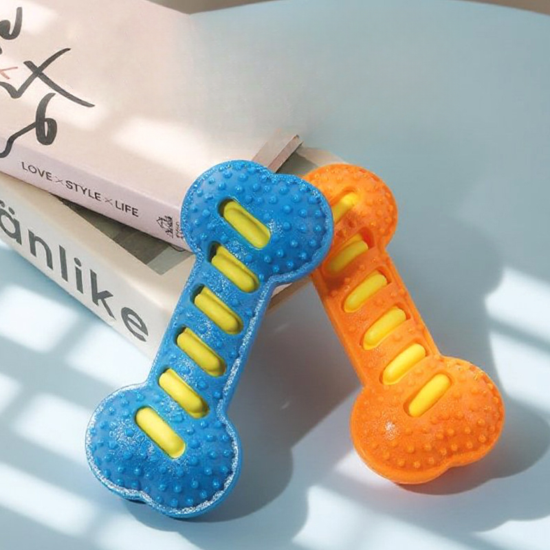 TPR Durable Interactive Training Puppy Toy Chew Bone Dog Boredom Reliever_voghion.com