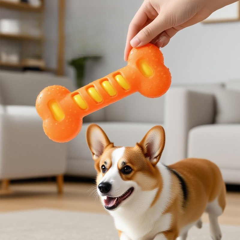 TPR Durable Interactive Training Puppy Toy Chew Bone Dog Boredom Reliever_voghion.com