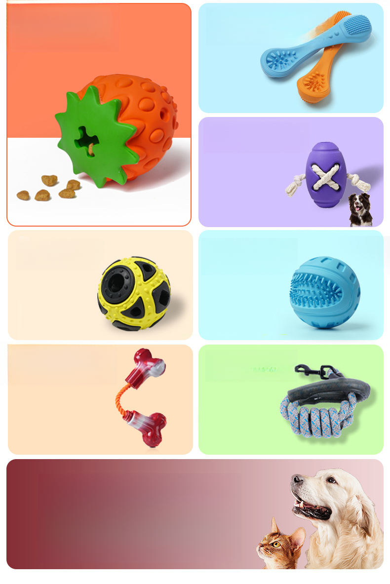 Leckage Erdbeere Zahnen Reinigung Hund Interaktive Pädagogische Umweltfreundliche Gummi Haustier Spielzeug_voghion.com