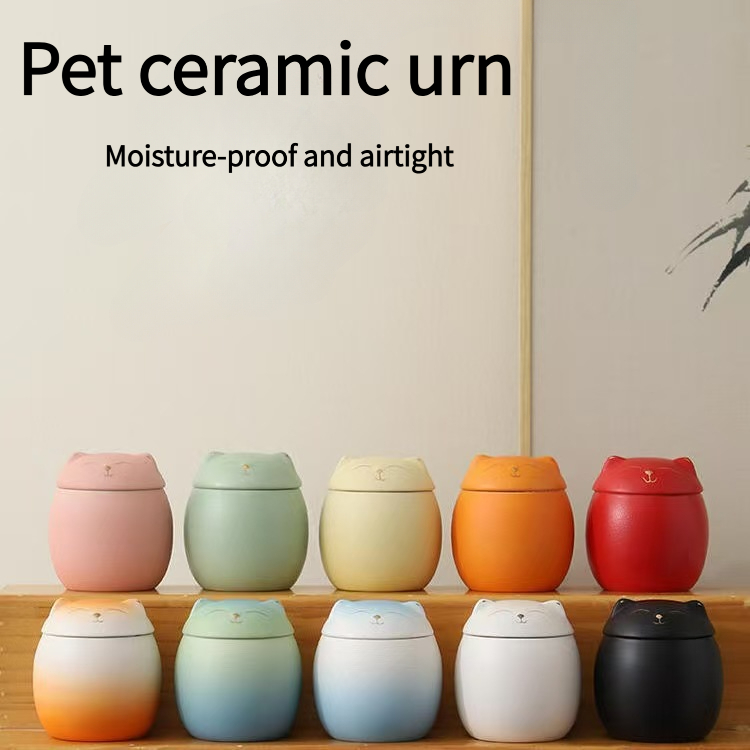 Urne funéraire en céramique pour animaux de compagnie, spécialement conçue pour les funérailles, cercueil pour animaux de compagnie avec couvercle hermétique et étanche à l'humidité._voghion.com