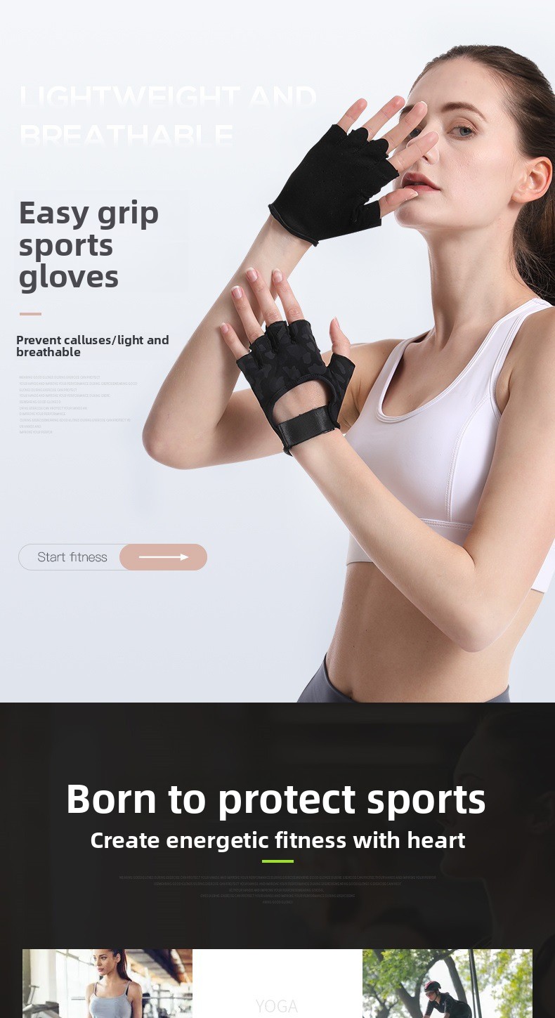 sports Outdoor Training Yoga Gloves, Women's Cycling Fitness Non Slip Gloves_voghion.com
