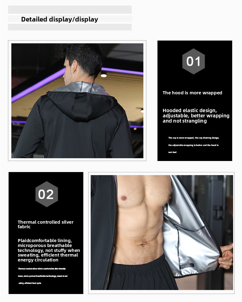 Capispalla da uomo resistenti al sudore, per sport, corsa e fitness all'aperto, abbigliamento da yoga che induce il sudore, con cerniera_voghion.com