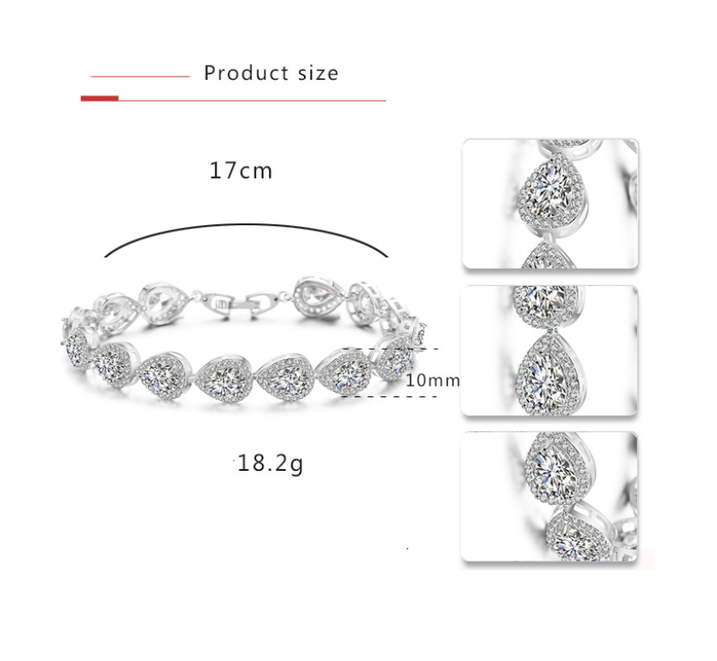 Exquisite Women's Water Drop Zircon Bracelet For Bridal Wedding_voghion.com