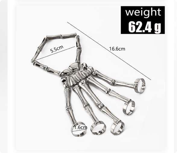 Skull Hand Bone Ring Bracelet For Men And Women Versatile Style_voghion.com