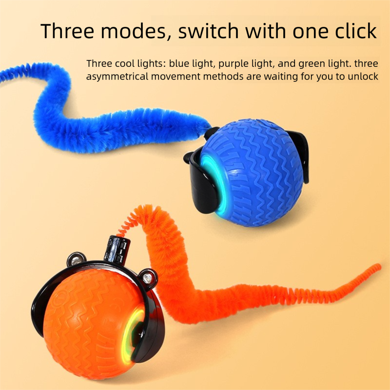 Cross-Border Durable Automatic Teaser Cat Toy Self-Entertainment Gadget With Rope Pet Supplies Rolling Ball_voghion.com