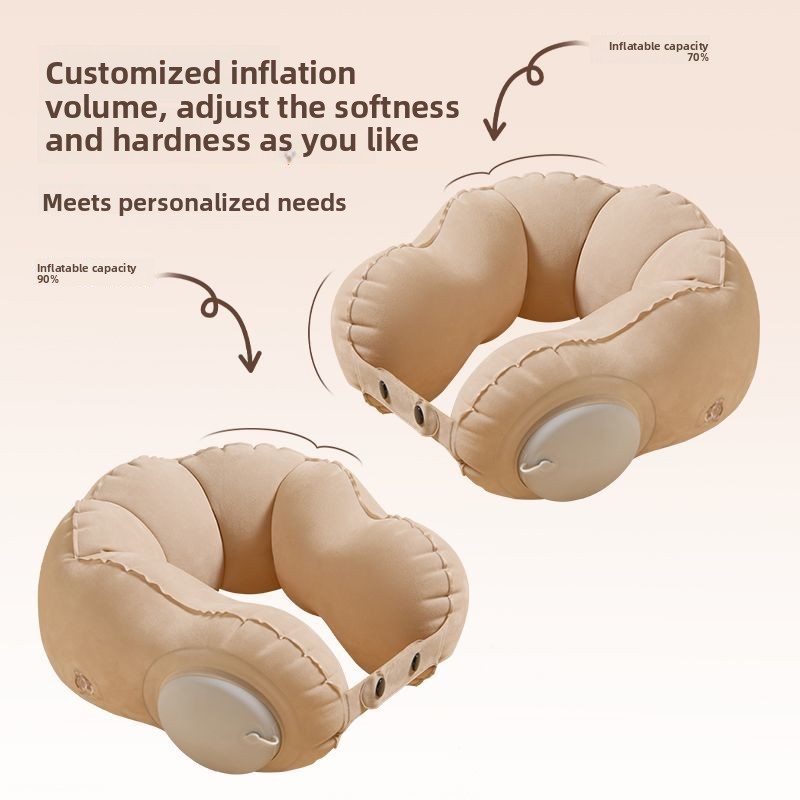 Almohada de soporte cervical inflable portátil tipo prensa en forma de U para viajes turísticos en coche_voghion.com