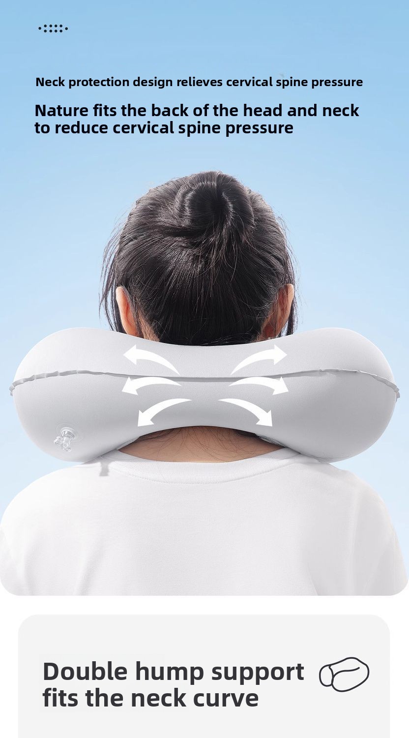 Almohada inflable en forma de U, portátil y plegable, para proteger el cuello, ideal para viajes en coche, avión o avión._voghion.com