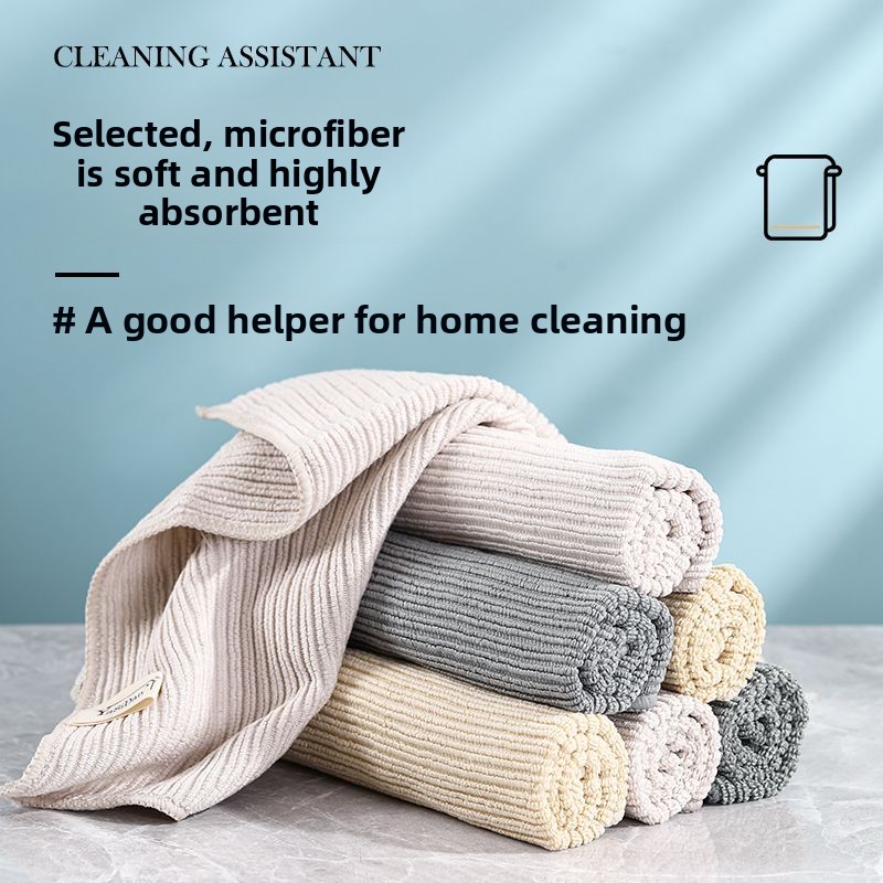Kitchen Non-Stick Oil Dishwashing Hanging Scouring Pad Cleaning Cloth Absorbent Non-Shedding Table Wiping Hand Towel_voghion.com