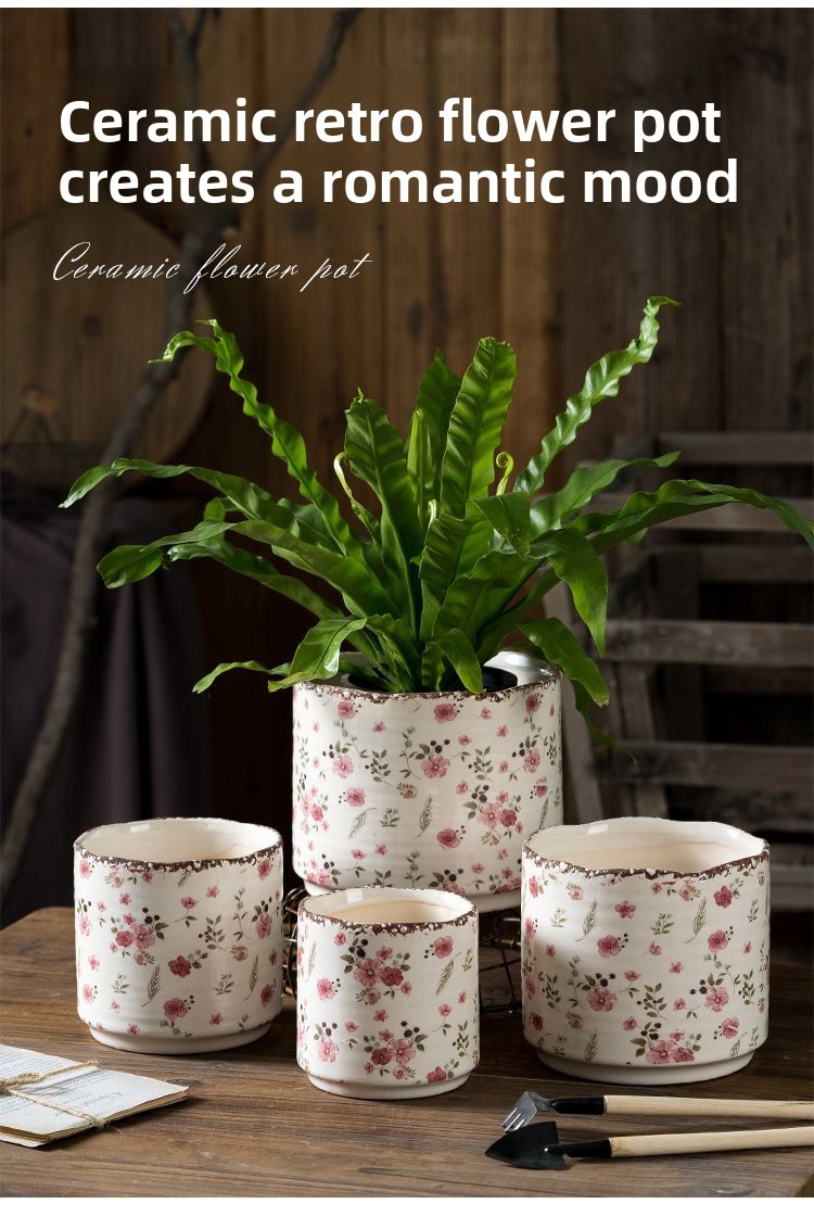 Sukulentowa ceramiczna doniczka do domu, oddychająca, kreatywna, artystyczna, pasterska, zielona rzodkiewka, duża i mała_voghion.com