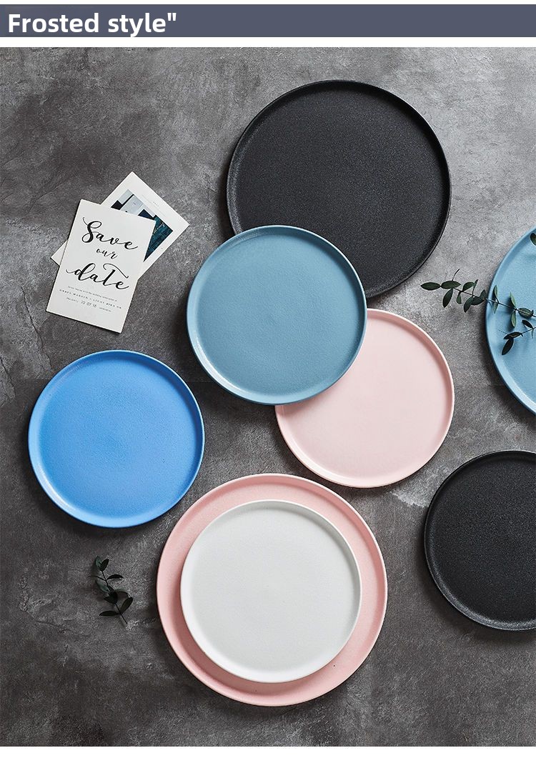 Acquista 1 e ricevi 2 piatti da bistecca rotondi in ceramica nordica creativa occidentale per la casa, stoviglie per celebrità di Internet_voghion.com