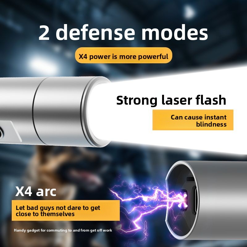 Nuova torcia elettrica multifunzione portatile ricaricabile antideflagrante laser due in uno per autodifesa all'aperto_voghion.com