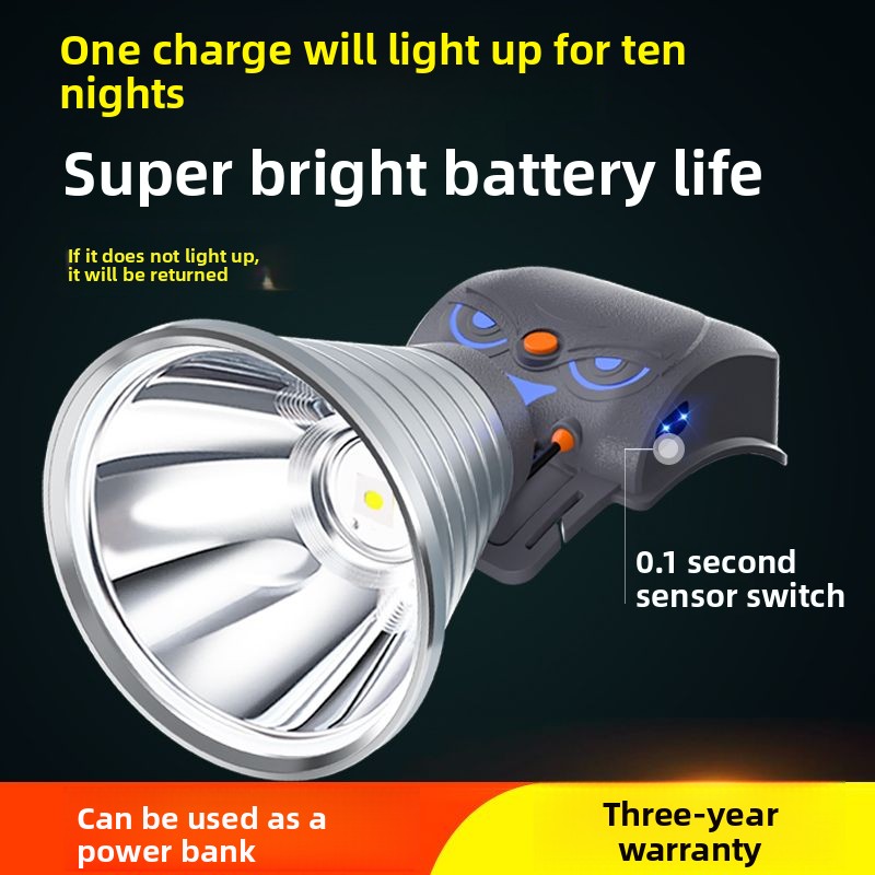 LED Headlamp Strong Long-Range Flashlight Rechargeableing Outdoor Multi-Function Head-Mounted Sensor Night Fishing_voghion.com