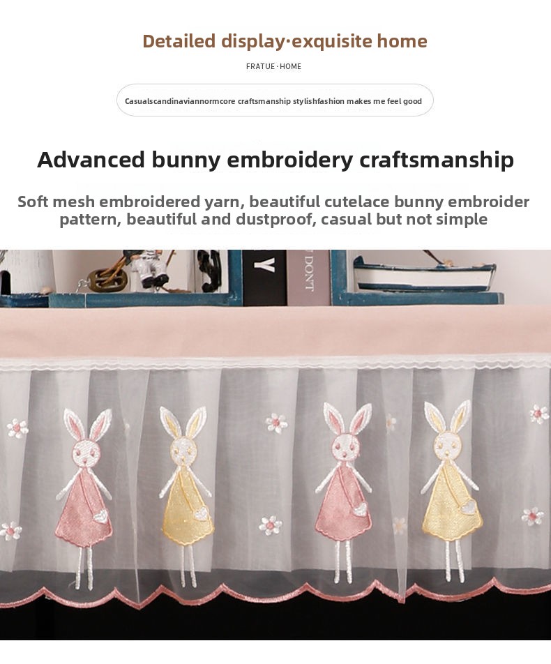 Little Rabbit Dust Half Lace Cloth Piano Stool Full Cover Nordic Simple Modern Children_voghion.com
