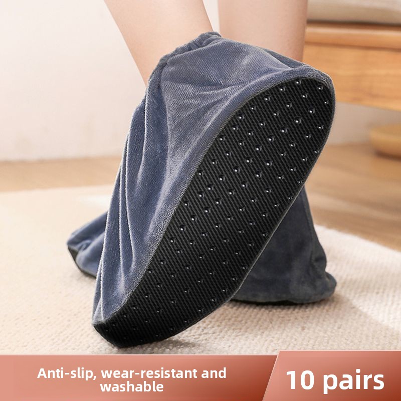 Fleece Shoe Covers Home Use, Reusable Cloth, Children's Foot Covers, Indoor Wear-Resistant, Thickened, Non-Slip,_voghion.com