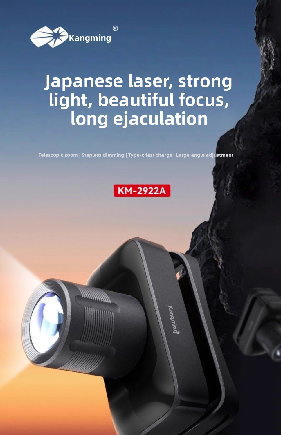 Kangming Headlamp Strong Light Ultra Bright Head-Mounted Night Fishing Special Small Outdoor Lighting Mining Lamp Zoom_voghion.com