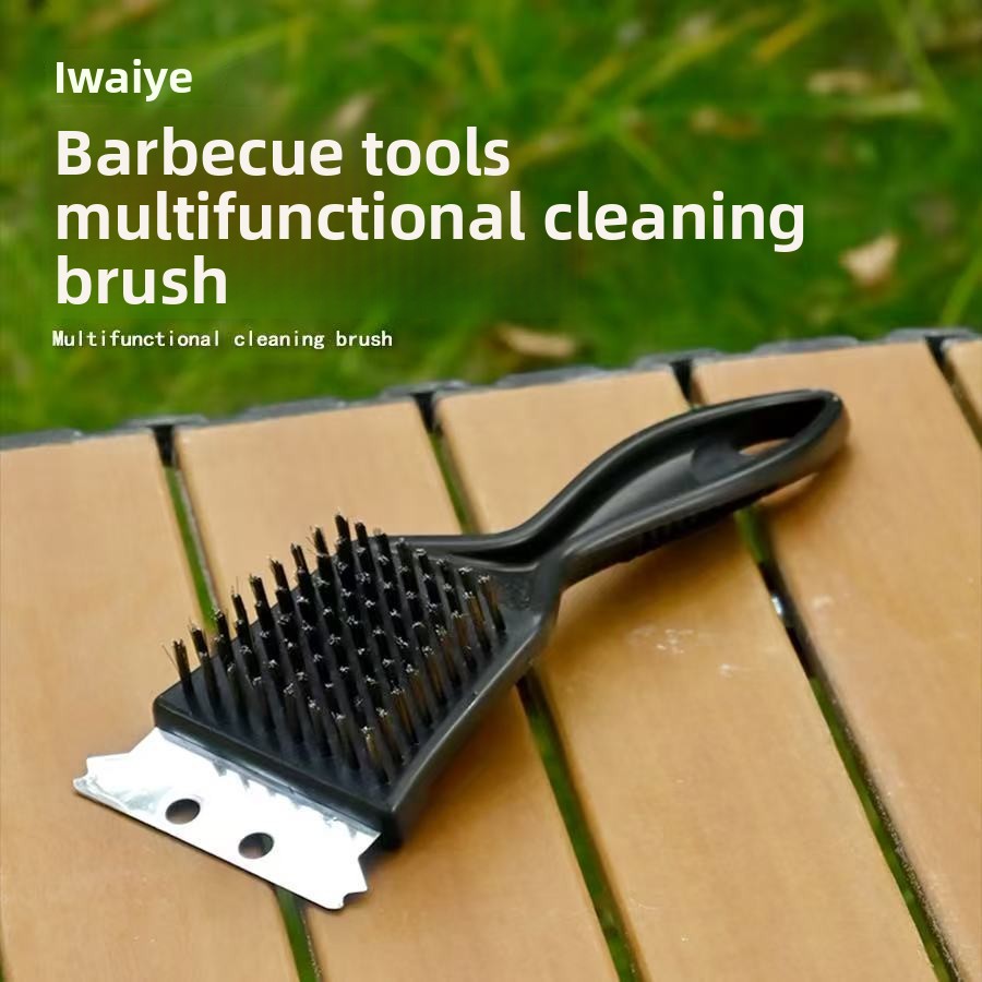 Household Stainless Steel Wire Grill Cage BBQ Cleaning Brush Outdoor Tool_voghion.com