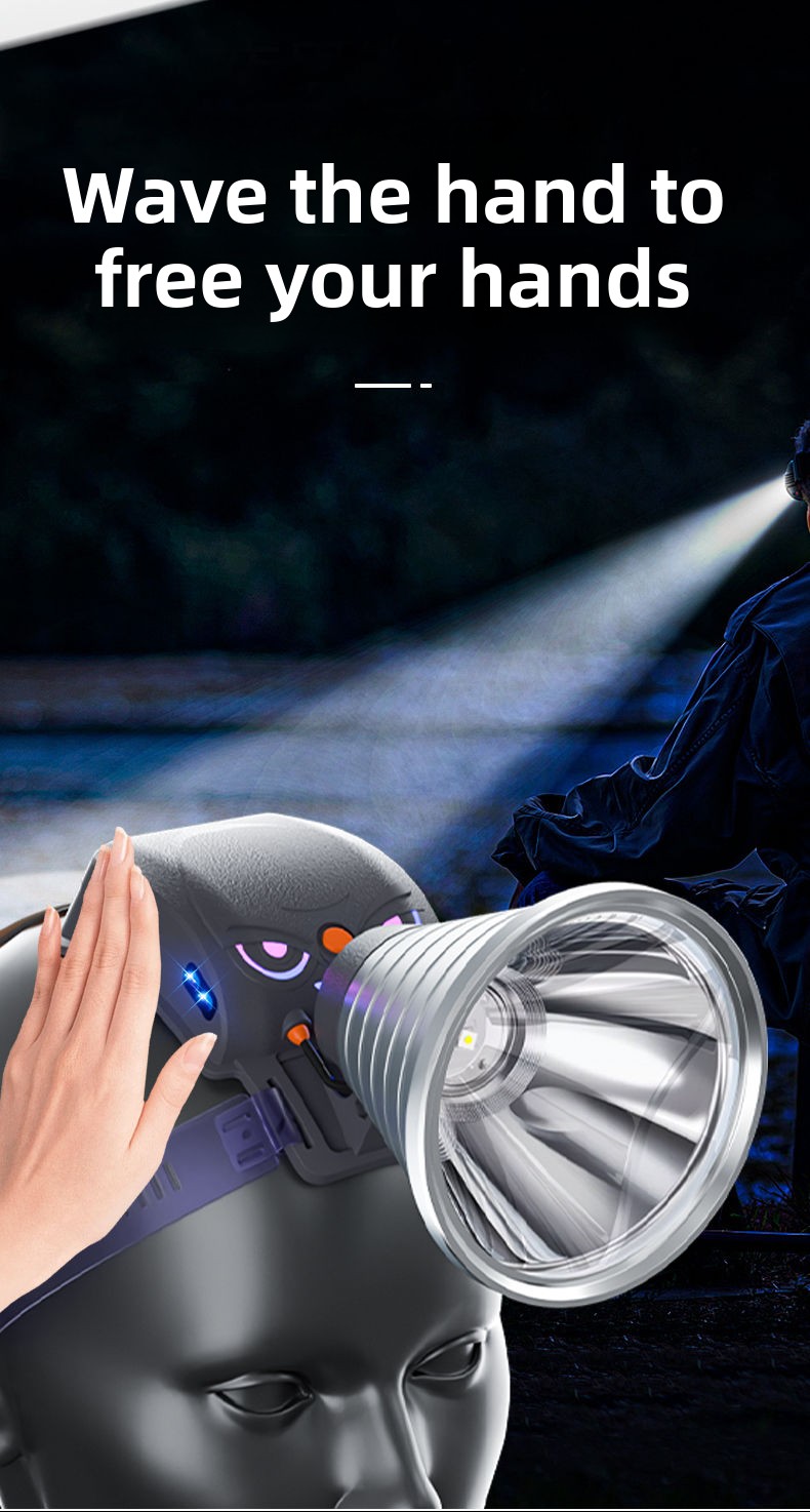 LED Headlamp Strong Long-Range Flashlight Rechargeableing Outdoor Multi-Function Head-Mounted Sensor Night Fishing_voghion.com