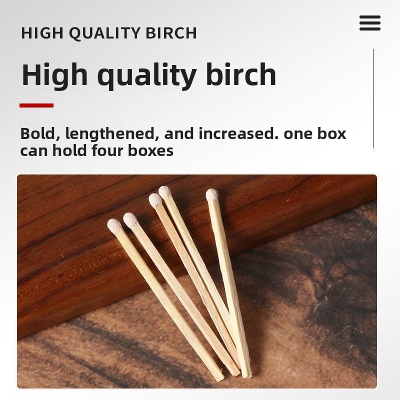 Minimalist White Birch Wood Match Long Stick Girls Ins Style Emergency Fire Tool Special For Smoking Pipe Portable_voghion.com