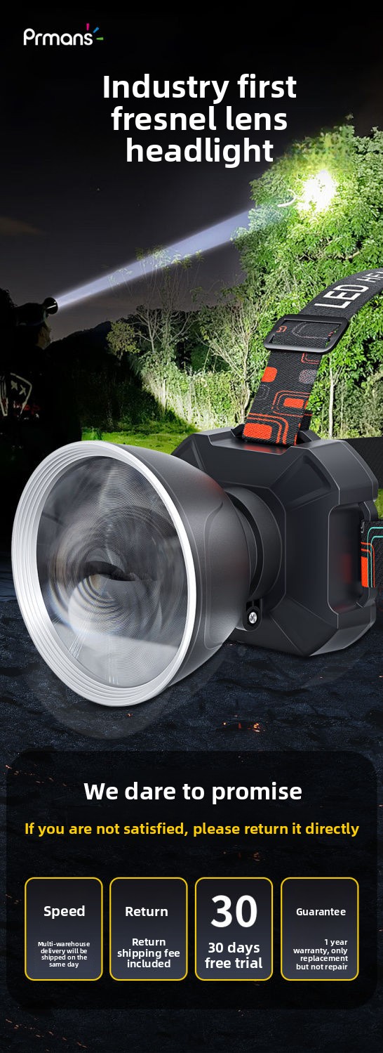 Pullman High Brightness LED Ultra Bright Long Battery Life Zoomable Head-Mounted Flashlight Long-Range Outdoor Headlamp_voghion.com