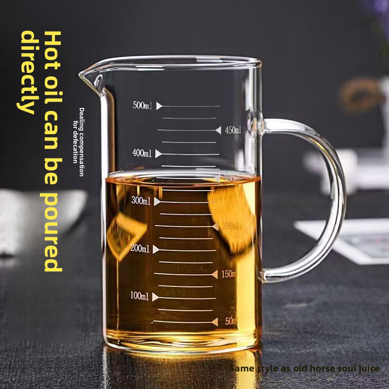 Glass Scale, Microwave Safe, Household Kitchen Baking Measuring Cup With Lid Handle, Thickened And Heat Resistant_voghion.com