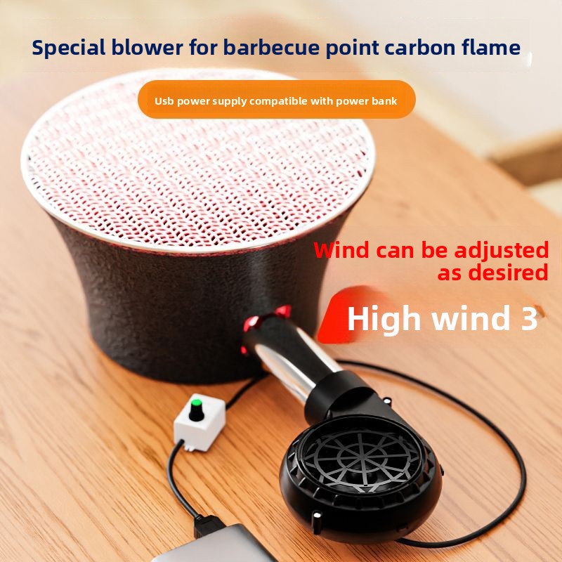 Direct USB Blower With Stainless Steel Pipe Head 5V Adjustable Speed Controller Wood Stove Oil BBQ Grill Silent_voghion.com