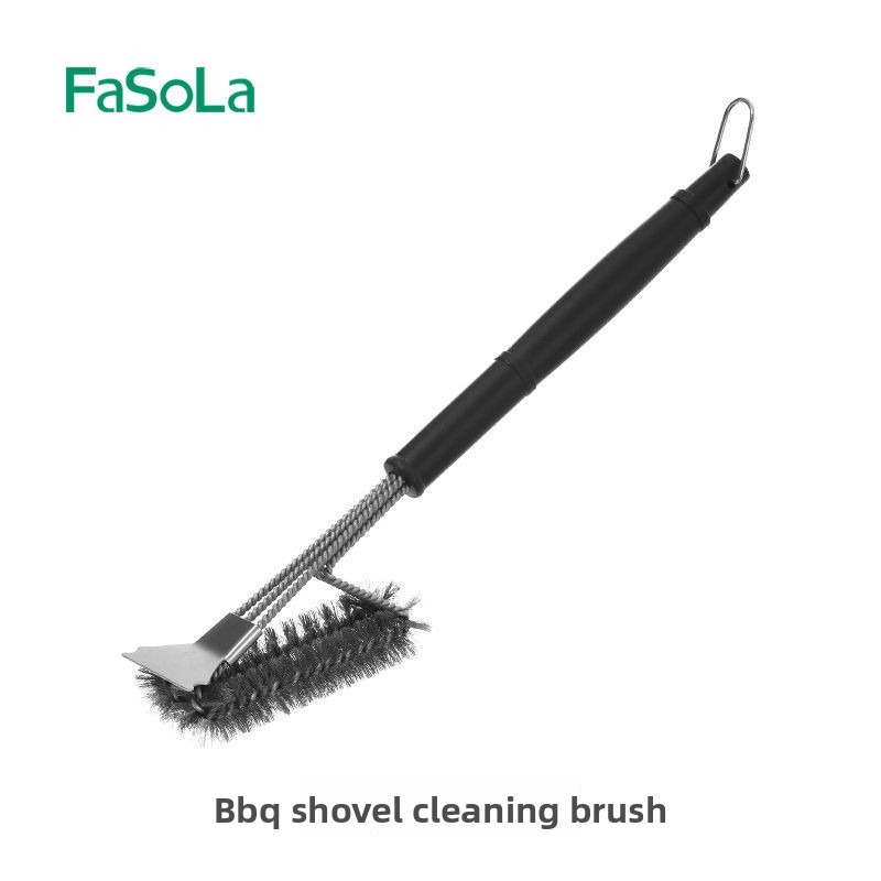 FaSoLa Special Tool For Grills Rack Cleaning Steel BBQ Mesh Long Handle Shovel Brush_voghion.com