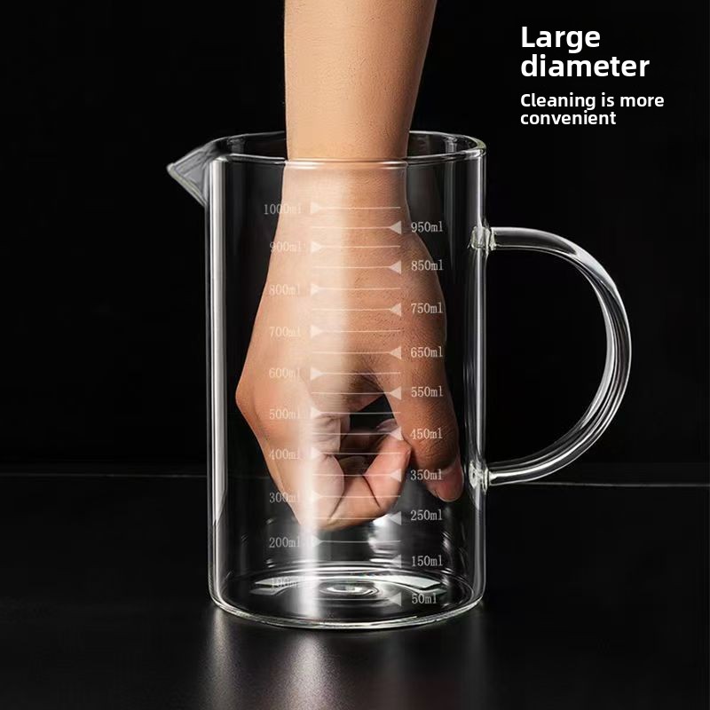 Glass Scale, Microwave Safe, Household Kitchen Baking Measuring Cup With Lid Handle, Thickened And Heat Resistant_voghion.com