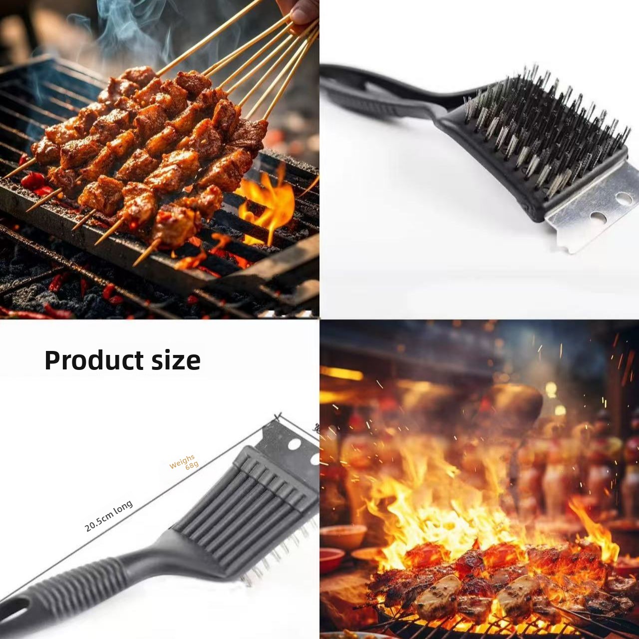 Household Stainless Steel Wire Grill Cage BBQ Cleaning Brush Outdoor Tool_voghion.com