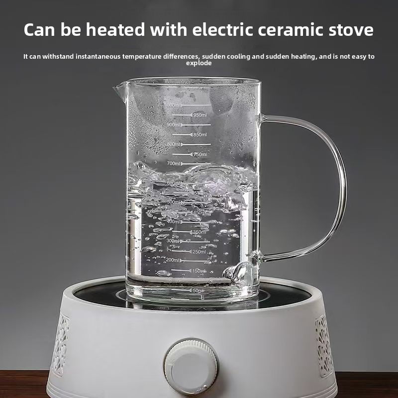 Glass Scale, Microwave Safe, Household Kitchen Baking Measuring Cup With Lid Handle, Thickened And Heat Resistant_voghion.com