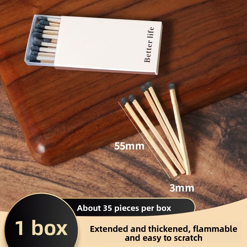 Minimalist White Birch Wood Match Long Stick Girls Ins Style Emergency Fire Tool Special For Smoking Pipe Portable_voghion.com