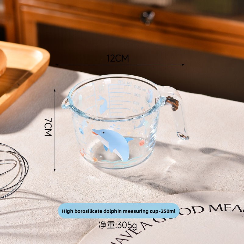 Glass Measuring Scale, High Temperature Resistant, Kitchen Household Food Grade Baking Tool, Egg Beating Cup With Handle_voghion.com
