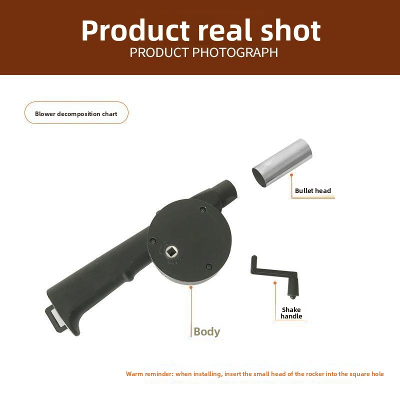 Outdoor BBQ Fire Starter Camping Tool Portable Blower Hand Crank_voghion.com