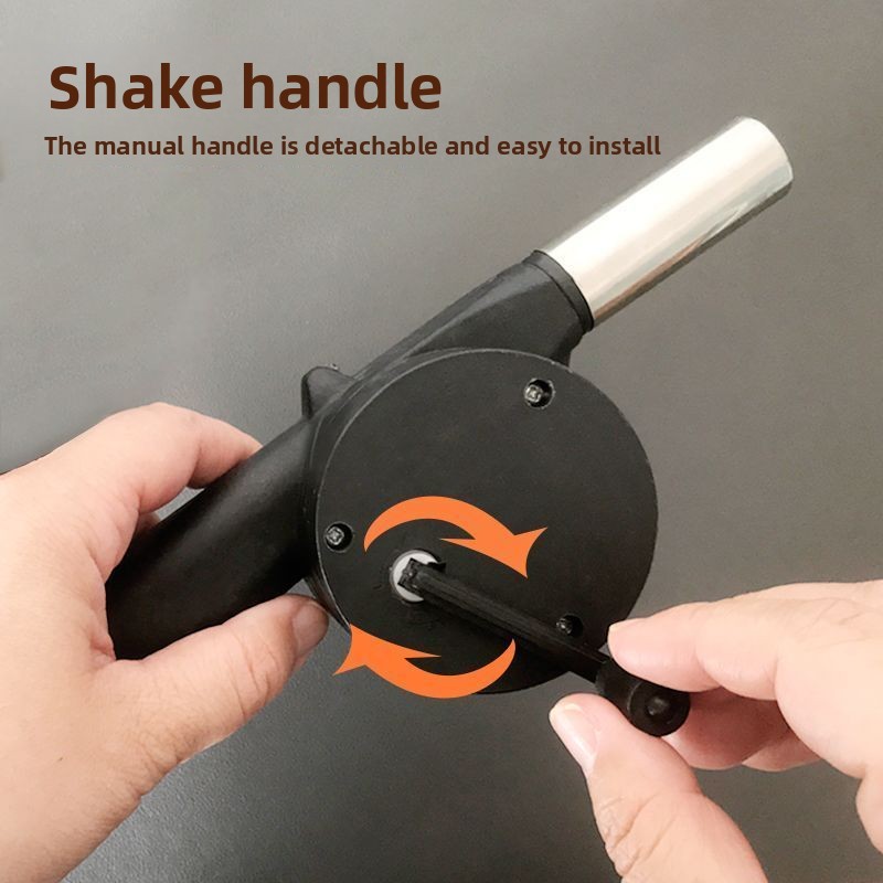 Outdoor BBQ Fire Starter Camping Tool Portable Blower Hand Crank_voghion.com