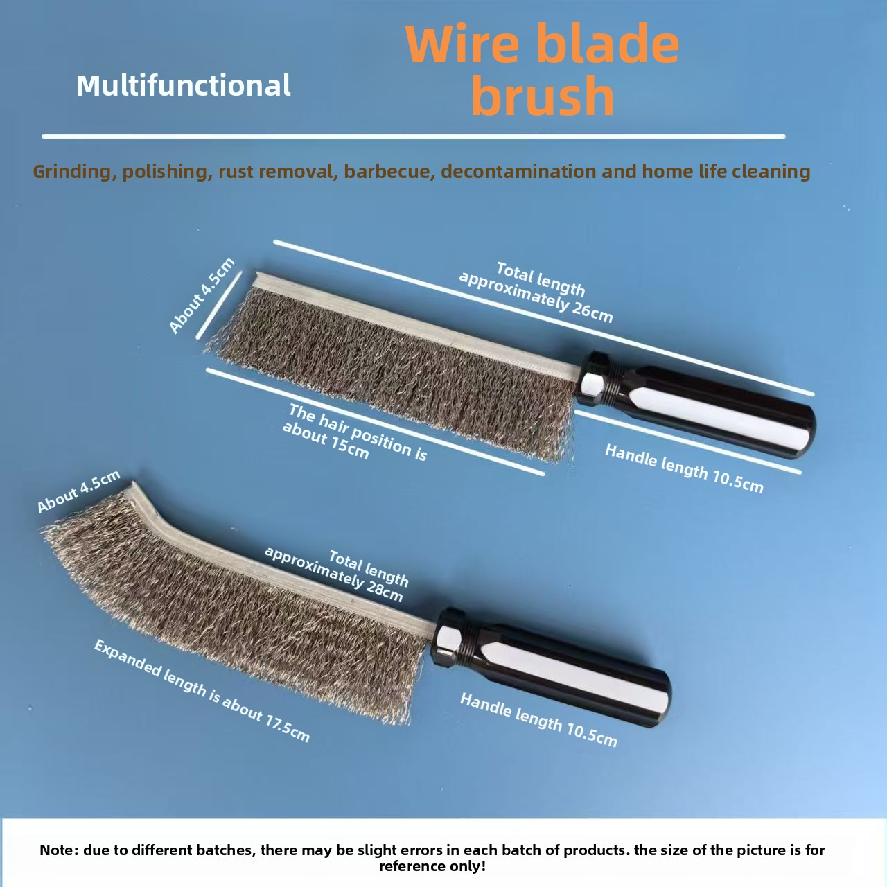 Stainless Steel Wire Multi-Functional Long Handle Knife Rust Removal Polishing BBQ Grill Cleaning Brush_voghion.com