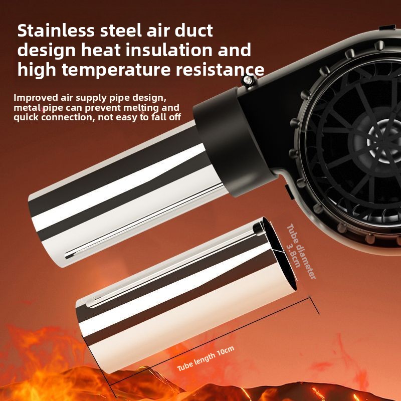 Direct USB Blower With Stainless Steel Pipe Head 5V Adjustable Speed Controller Wood Stove Oil BBQ Grill Silent_voghion.com