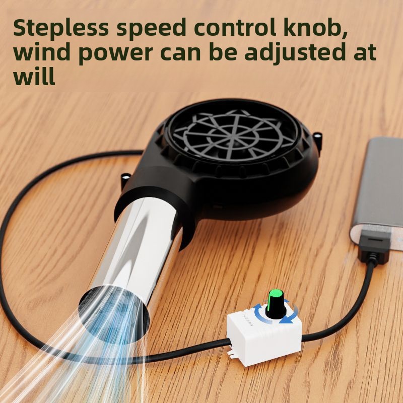 Direct USB Blower With Stainless Steel Pipe Head 5V Adjustable Speed Controller Wood Stove Oil BBQ Grill Silent_voghion.com