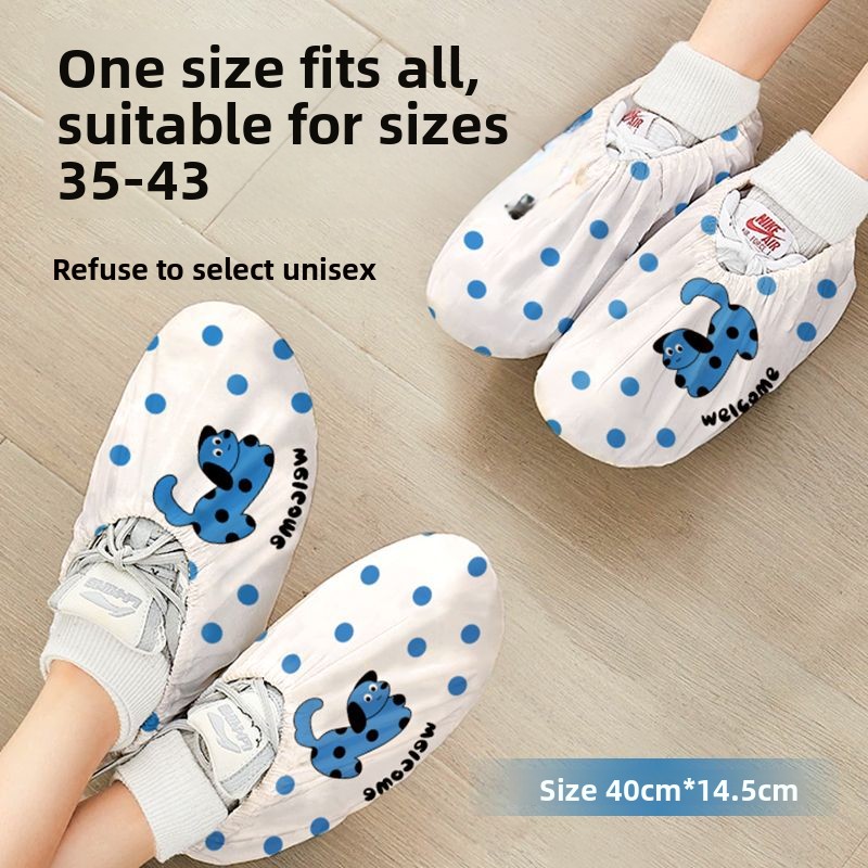 Disposable Shoe Non-Woven Fabric Household Indoor Dustproof Waterproof Wear-Resistant Student Guest Printing Foot Covers_voghion.com