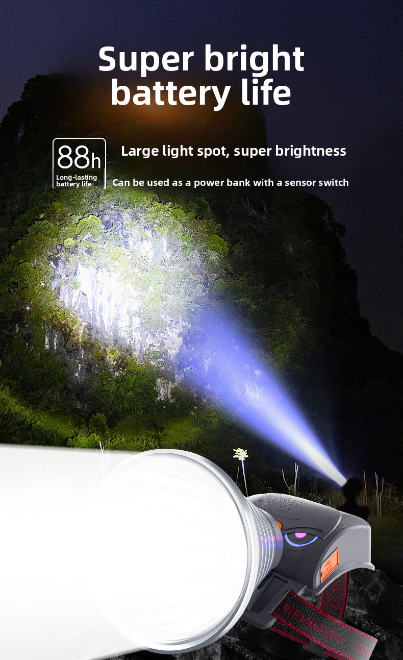 LED Headlamp Strong Long-Range Flashlight Rechargeableing Outdoor Multi-Function Head-Mounted Sensor Night Fishing_voghion.com