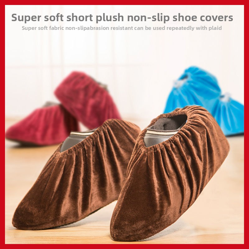 Fleece-Schuhüberzüge für den Heimgebrauch, wiederverwendbares Tuch, Kinder-Fußüberzüge, verschleißfest für den Innenbereich, verdickt, rutschfest,_voghion.com