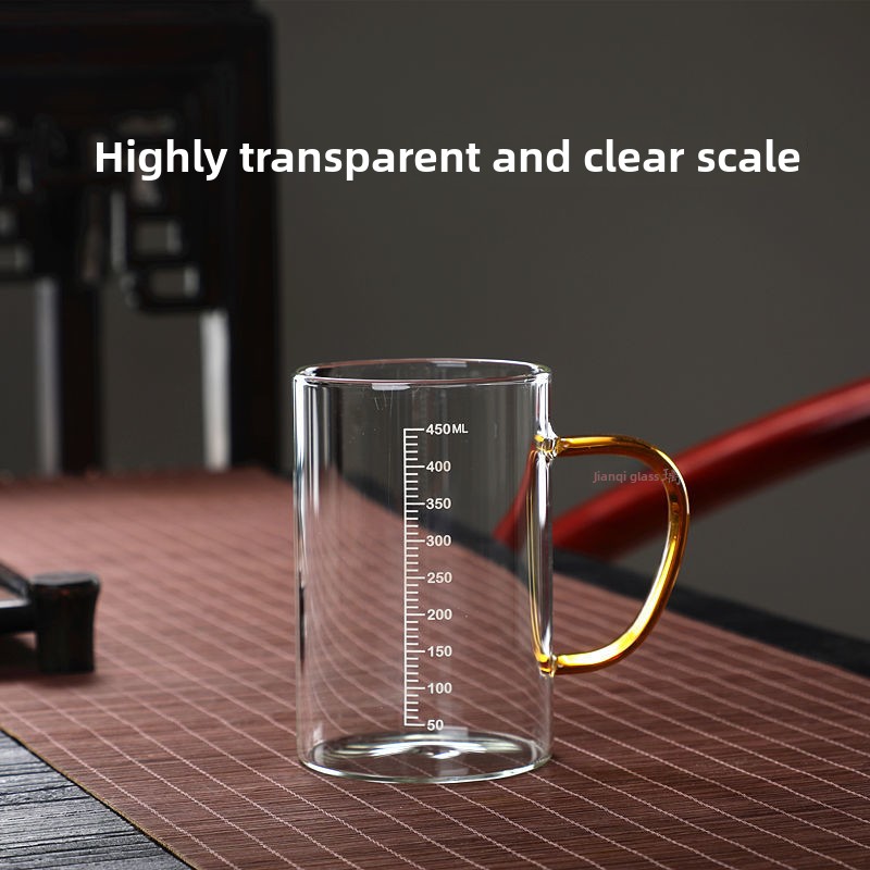 Glass With Scale, Water Breakfast Household Heat-Resistant Microwave Milk Tea Cup, Juice Cup_voghion.com