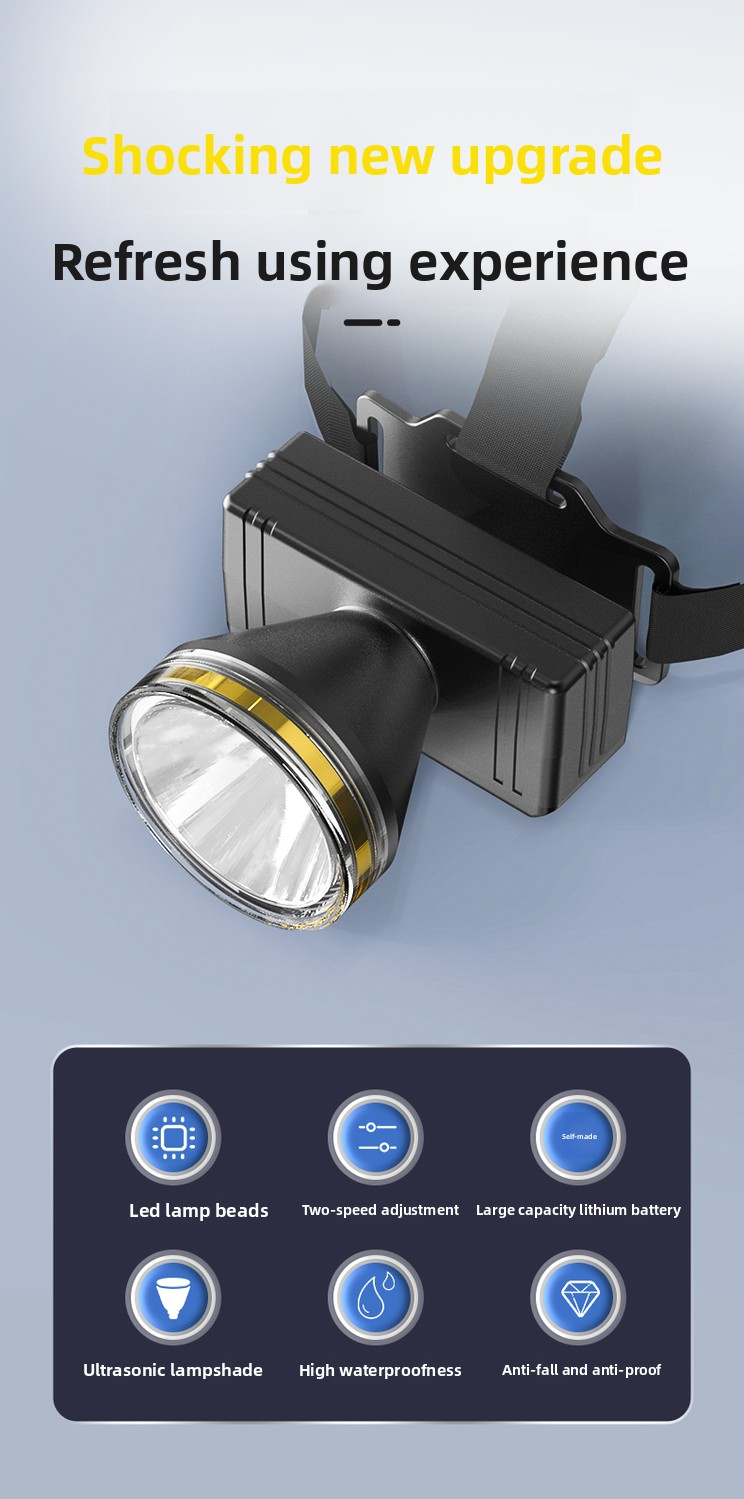 Headlamp Strong Li Ultra Bri Battery Life Long Range Outdoor Head-Mounted Mining Lamp Fishing Rechargeable_voghion.com